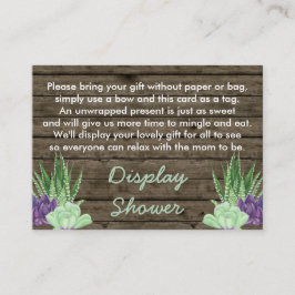 Visning Shower Dikt Gift Märkre Rustic Succulents Tilläggskort