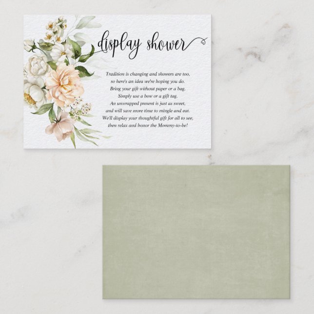 Visning Shower Dusty Rosa ros Sage Grönt Baby Tilläggskort (Fram/baksida)