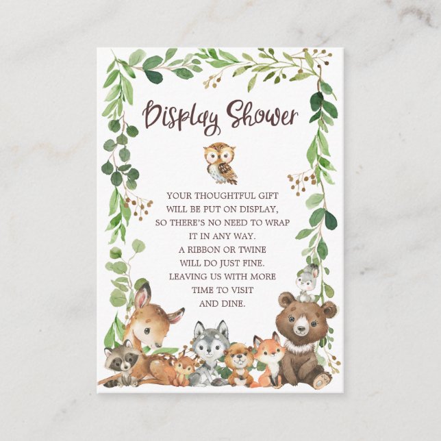 Visning Shower for Sweet Woodland Animals Gift Tilläggskort (Framsida)