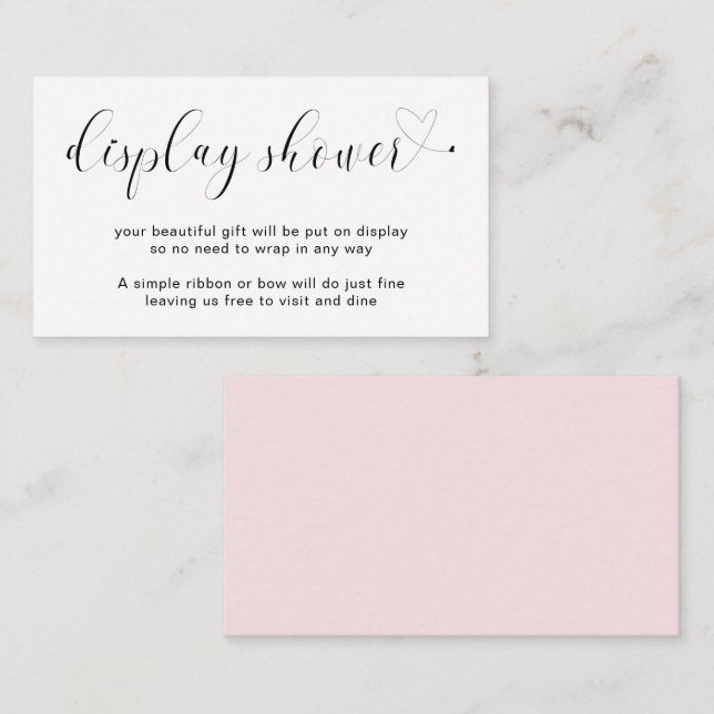 Visning Shower Girl Heart Rosa Simple Baby Shower Tilläggskort (Fram/baksida)