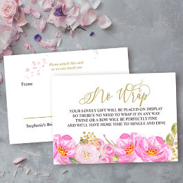 Visning Shower Guld Calligraphy Rosa Blommigt Tilläggskort