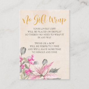 Visning Shower Guld Calligraphy Rosa Winter Blommi Tilläggskort