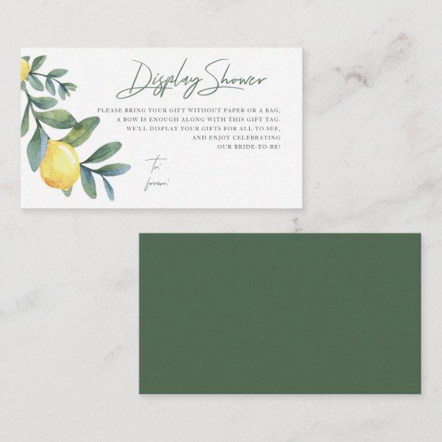 Visning Shower-kort, ingen figursättning, Lemon-Mö Tilläggskort (Fram/baksida)