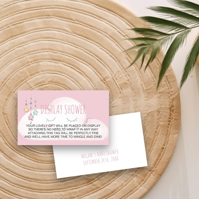 Visning Shower No Gift Wrap Dikt Stars Cloud Rosa Tilläggskort (Display Shower gift tag from my Twinkle Twinkle baby shower collection)