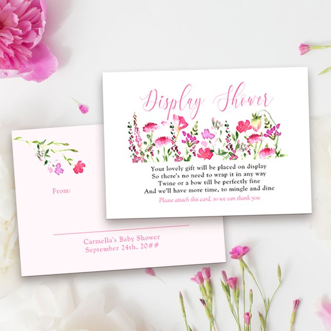 Visning Shower Söt Rosa Wildblomma Gift Märkre Tilläggskort (Display shower gift tags from my Pink Wildflower Collection. Message me for co-ordinating items.)