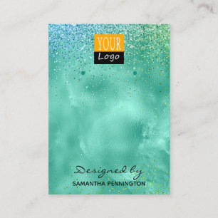 Visning Teal Faux Foil och Glitter Visitkort