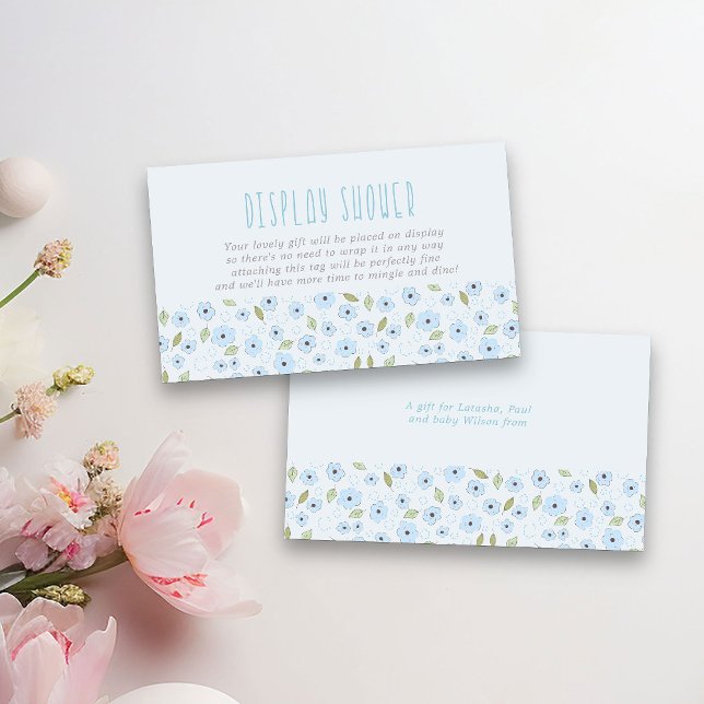 Visning Visa ingen figursatt Dikt blå duk Tilläggskort (Display Shower Cards from my Little Bunny & Balloon Baby Shower collection)