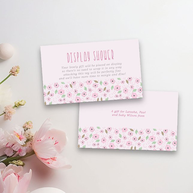 Visning Visa ingen figursatt Dikt Rosa Ditsy Flowe Tilläggskort (Display Shower Cards from my Little Bunny & Balloon Baby Shower collection)