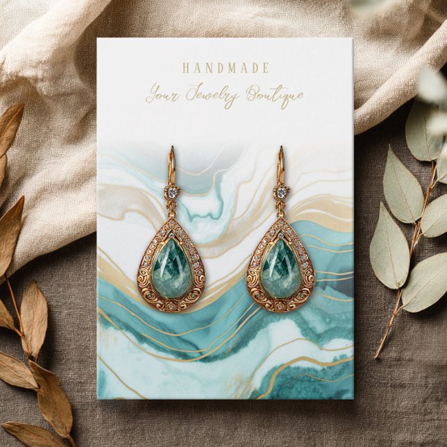 Visningar för  av earring Teal Blue Aqua Guld Agat Visitkort (Skapare uppladdad)
