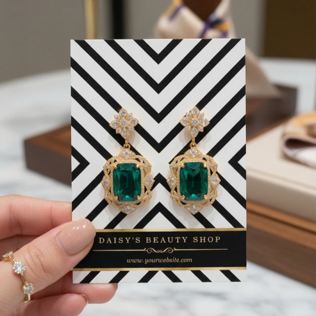 Visningar för lyxgul Guld Black Vit Öarring Visitkort (Skapare uppladdad)