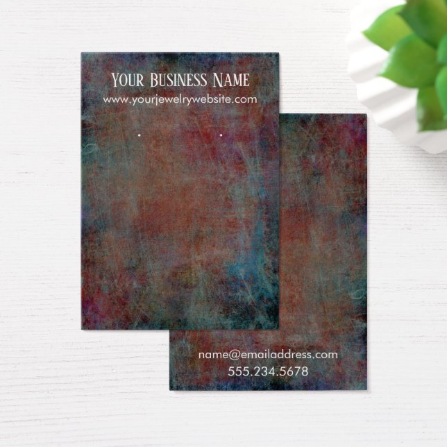 Visningar för Red Blue Grunge Earring Holder Visitkort (Skivbord)