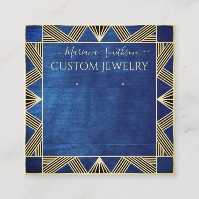 Visningar för stora avläsningar av marinblå konsth fyrkantigt visitkort (Framsida)