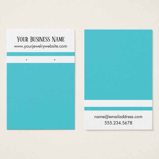Visningar för Turquise Stripee Earring Holder Visitkort (Framsida & baksida)