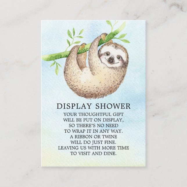 Visningen Adsible Sloth Baby Shower Gift Tilläggskort (Framsida)