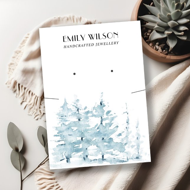 Visningen AQUA GRÄS TRÄD SKOGEN NECKLACE EARRING Visitkort (Skapare uppladdad)