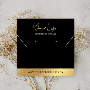 Visningen Black & Guld Logotyp Modern Earring Neck Fyrkantigt Visitkort