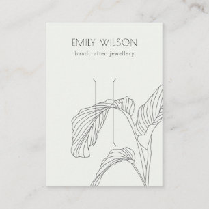 Visningen Black White Handflatan Leafy Sketch Hair Visitkort
