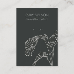Visningen Black White Handflatan Leafy Sketch Hair Visitkort