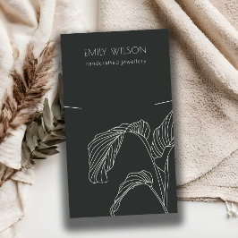 Visningen Black White Handflatan Leafy Sketch Neck Visitkort