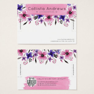 Visningen blommigt Vattenfärg Bracelet Bracelet Br Visitkort