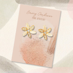 Visningen Boho Beige Designer Jewelry Earring Hold Visitkort