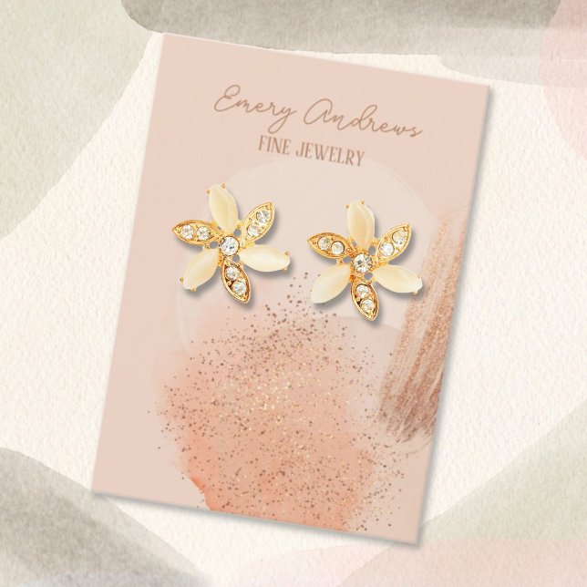 Visningen Boho Beige Designer Jewelry Earring Hold Visitkort (Skapare uppladdad)