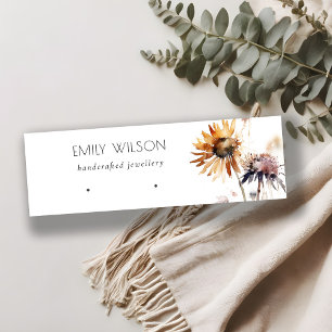 Visningen Boho Dry Wildblommor Watercolor Earring Mini Visitkort
