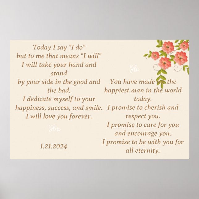 VISNINGEN BRÖLLOP VOW I BOHO BLOMMIGT DESIGN POSTER (Framsidan)