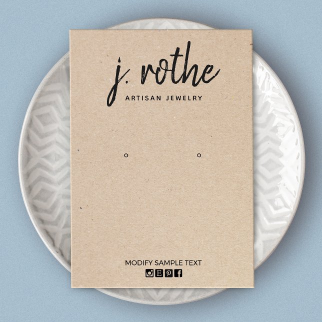 Visningen Calligraphy Kraft Handmade Earrings Visitkort (Skapare uppladdad)