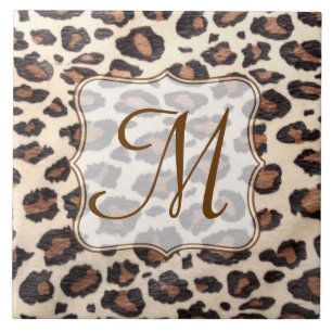 Visningen Cheetah Spot Animal Print Monogram Tile Kakelplatta