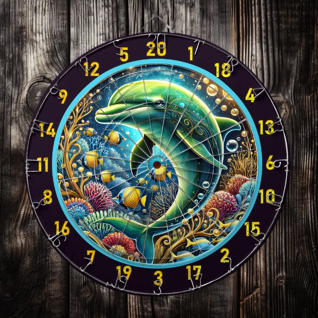 Visningen Coral Elegance Dolphin Dartboard Darttavla (Skapare uppladdad)