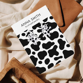 Visningen Cow Mönster Black and White Stud Earring Visitkort