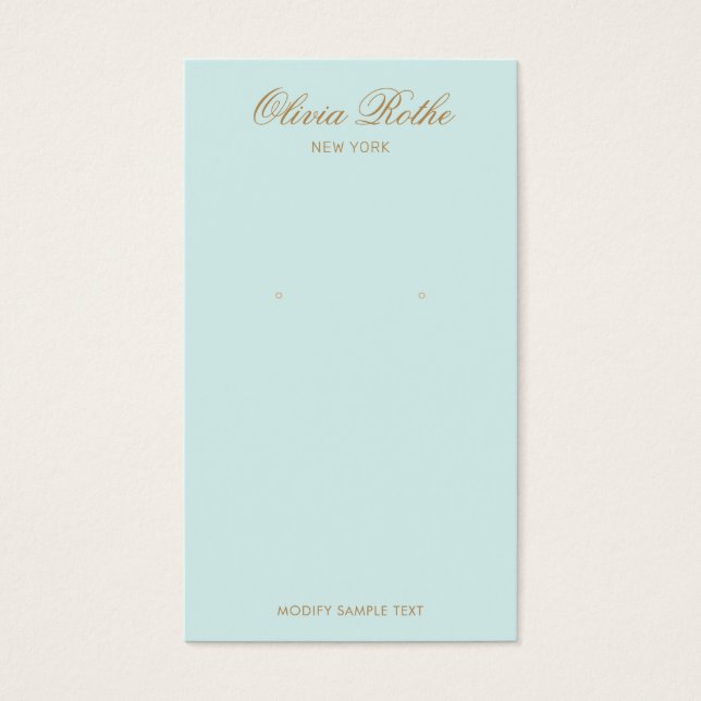 Visningen elegant Script Turcos Blue Earring  Visitkort (Framsidan)