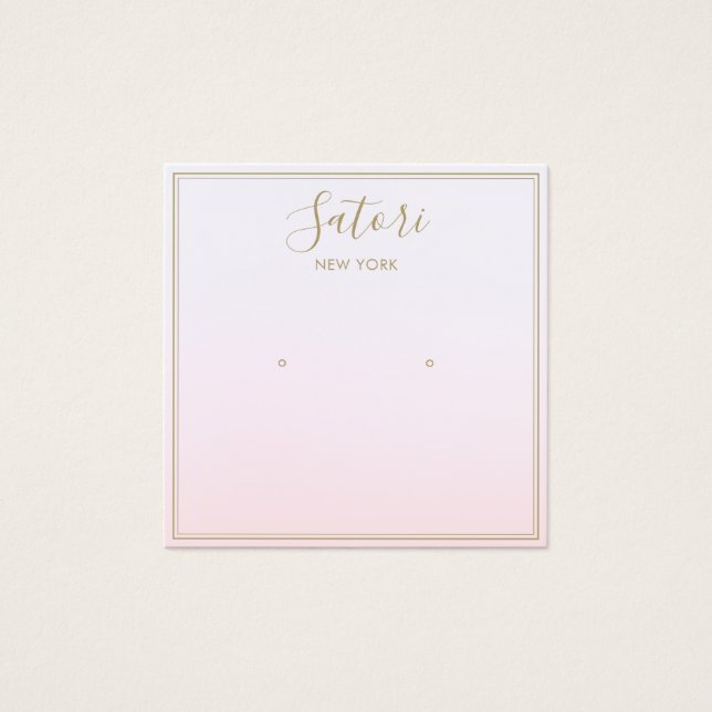 Visningen Enkel Rosa Ombre Script Stud Earring Fyrkantigt Visitkort (Framsida)