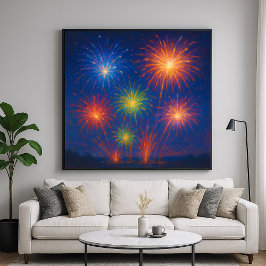 Visningen Färgat Fireworks - Klistra in målning St Poster