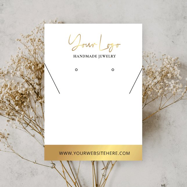 Visningen Faux Guld Logotyp Modern Earring Necklac Visitkort (Skapare uppladdad)