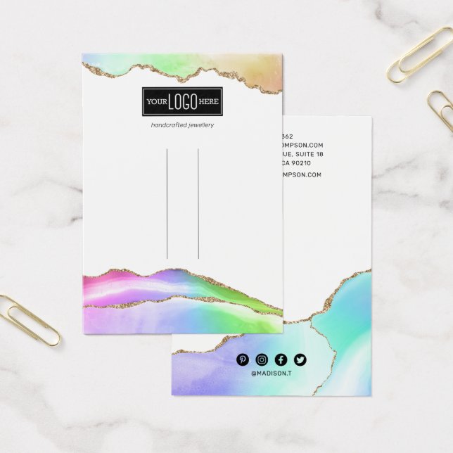 Visningen för Rainbow Pastel Agate Hair Clip Visitkort (Kontor)