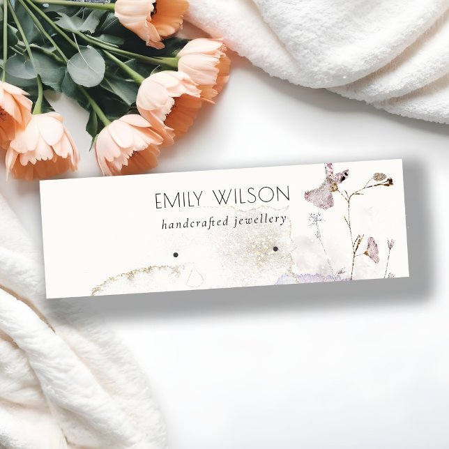 Visningen glitter Pressed Flowers Earrings Stud Mini Visitkort (Skapare uppladdad)