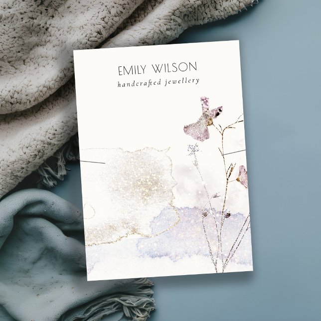Visningen glitter Pressed Flowers Necklace Band Visitkort (Skapare uppladdad)