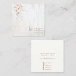 Visningen guld Gren White Wood Square Öarring Fyrkantigt Visitkort