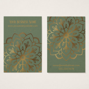 Visningen guld Mandala & Oliv grönt arring Holder Visitkort