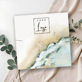 Visningen Kusthavets Vinkara sandstrand Beach Neck Fyrkantigt Visitkort