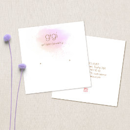 Visningen Lavender Rosa Watercolor Logotyp Earring Fyrkantigt Visitkort