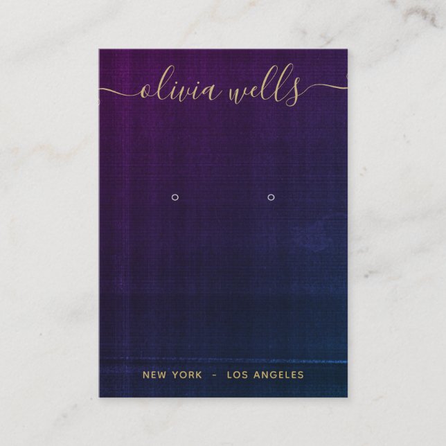 Visningen lila Navy Struktur Script Earring Visitkort (Framsida)