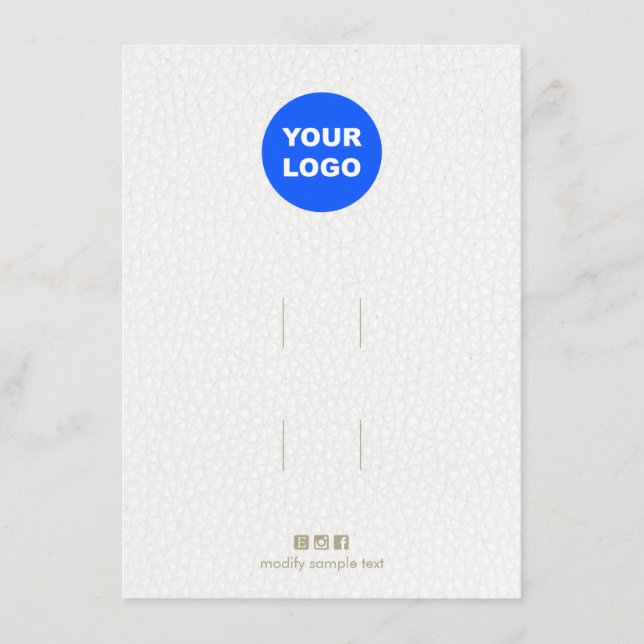 Visningen logotyp Hair Clip, tillbehör vit läder Tilläggskort (Framsida)