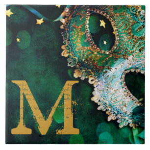 Visningen Masquuppad Mask Costume Hall Monogram Ti Kakelplatta