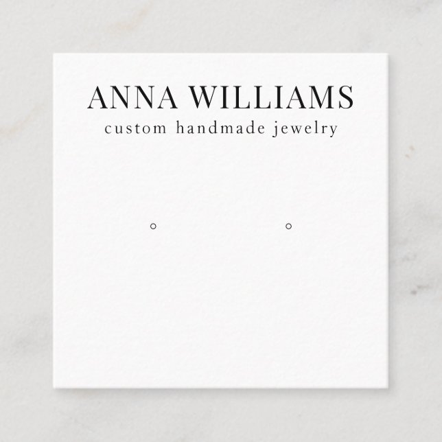 Visningen Modern Black and White Earring Studs Fyrkantigt Visitkort (Framsida)