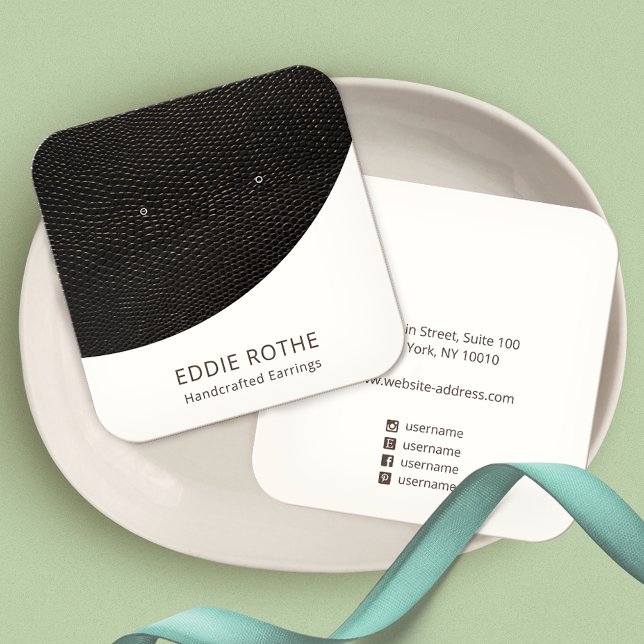 Visningen Modern Chic Black White Stud Earring Fyrkantigt Visitkort (Skapare uppladdad)