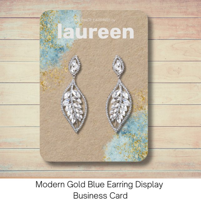 Visningen Modern Guld Blue Earring Visitkort (Skapare uppladdad)