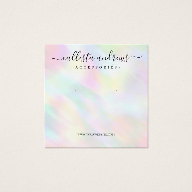 Visningen Modern Pastel HoloGraph Rainbow Earring Fyrkantigt Visitkort (Framsida)